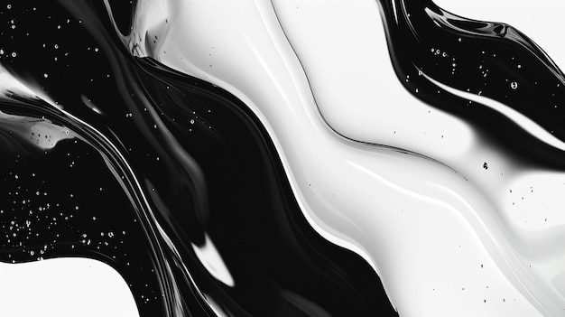 Фото Абстрактная жидкая форма черно-белый шаблон баннер generative ai