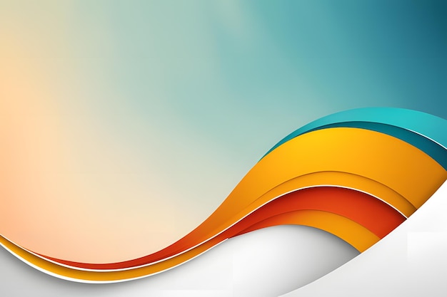 Photo abstract orange and blue wavy background with copy space illustration
