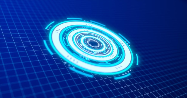 Abstract round blue ring of lines HUD elements circles energy futuristic scientific hitech digital