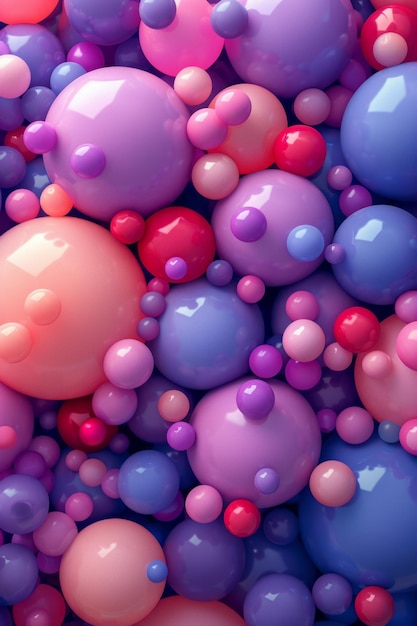 Фото Абстрактный бесшовный рисунок с розовыми и фиолетовыми сферами создает игривый изометрический дизайн