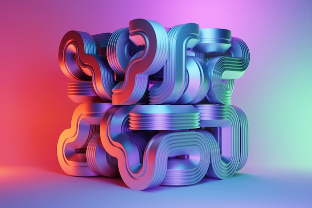 Photo abstract shape against pink and blue background 3d illustration smooth shape 3d rendering