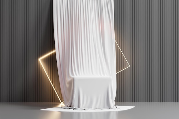 Photo abstract still life elegance podium platform product showcase with curtain 3d rendering