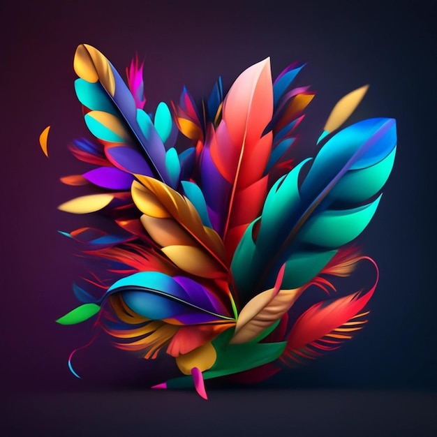 Ai art 3d colorful feathers for carnival composition