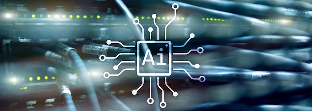 AI Автоматизация искусственного интеллекта и современная концепция информационных технологий на виртуальном экране