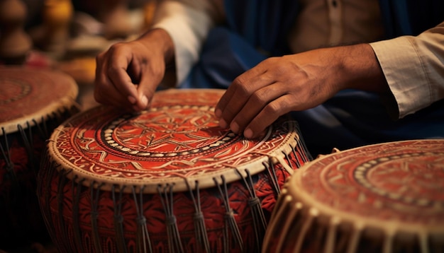 사진 단 하나의 수공예 파키스탄 dhol 드럼의 예술적
