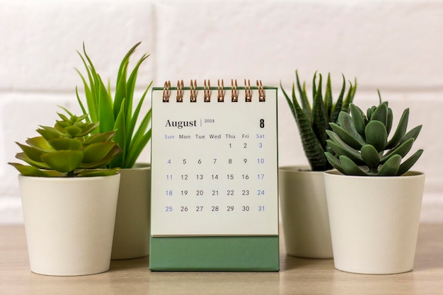 August 2024 desk calendar on your desktop for planning
