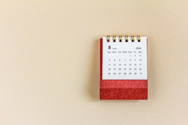 August 2024 desk calendar on your desktop for planning
