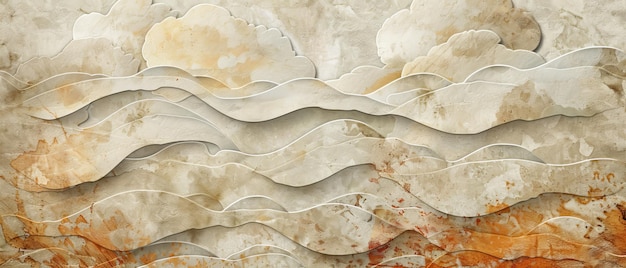 Photo background modern with grungy texture of japanese patterns earth tone collage graphic with grunge texture