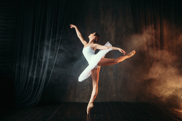 Photo ballerina in white dress dancing in ballet class