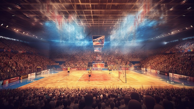 Баскетбольный матч в большом зале спортивной арены Спортивная арена с множеством людей
