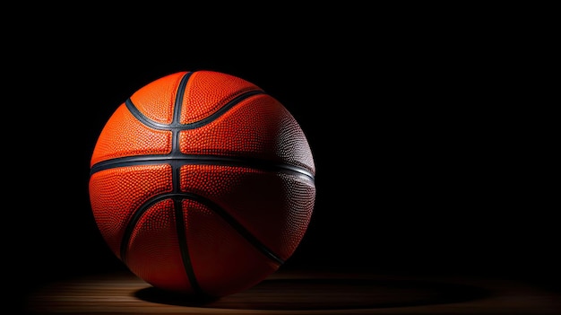 баскетбольный мяч показан на черном фоне с черным фоном.