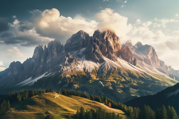 Фото Красивый панорамный вид на горы доломиты