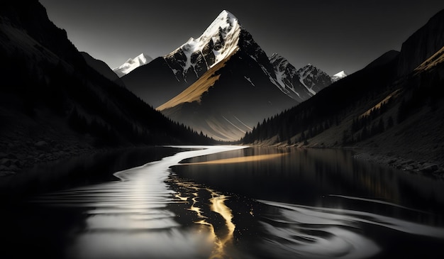 Фото Прекрасный вид на горы и реки на заднем плане генеративный ии