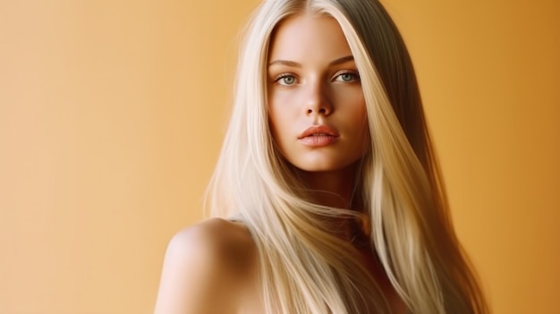 Photo blond hair beautiful model illustration ai generativexa