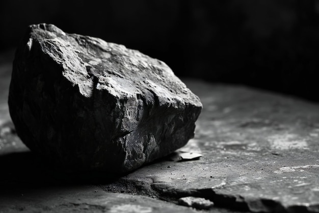 Photo black and white photo of a stone on a dark background toned