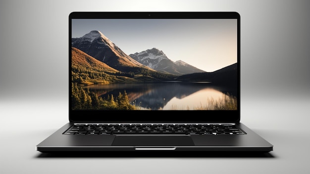 Photo black color laptop on white background