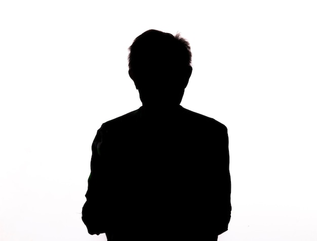 Фото Черный силуэт мужчины на белом фоне