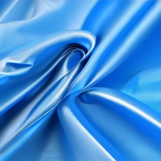 Голубая шелковая ткань фона сатенная ткань текстура или небесно-голубая ткань волны