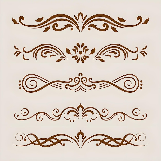 Фото Коричневый цвет классический сложный дизайн украшенные элементы декоративные вихри рамки разделители границы
