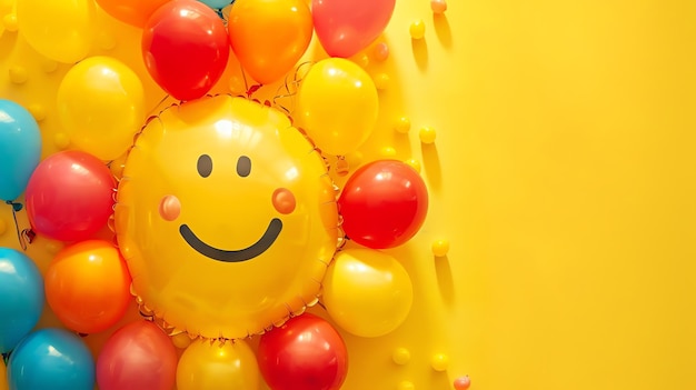 Фото Яркие и красочные воздушные шары в форме солнца