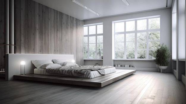 Яркий минималистский интерьер в спальне Современное и спокойное жилое пространство