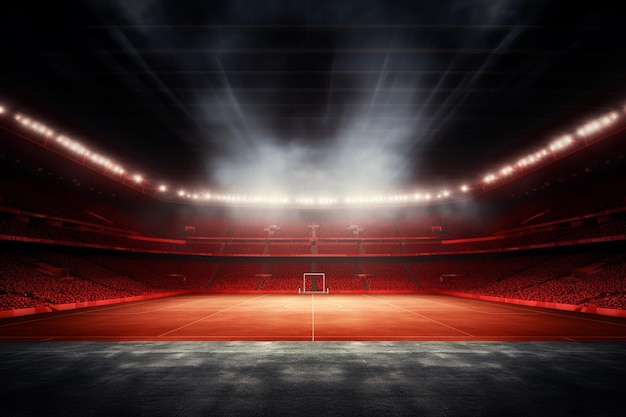 Foto illuminazione rossa brillante dell'arena dello stadio