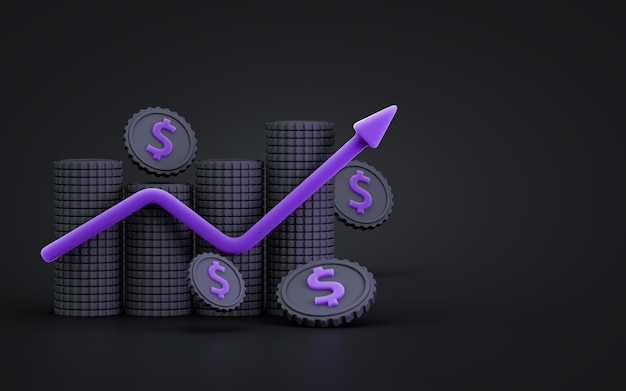Фото Бизнес финансовая диаграмма на темном фоне для обложки веб-шаблон баннера плакат 3d визуализации концепции