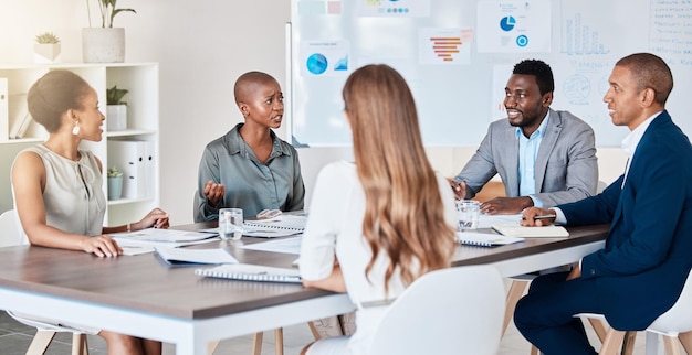Business people planning collaboration and teamwork on a startup project in an advertising or marketing company Team of professional workers working on strategy with data documents or paperwork