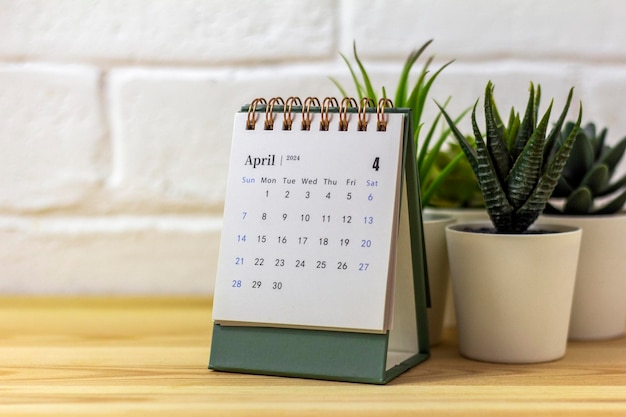 Calendar for planning for April 2024 in the workplace