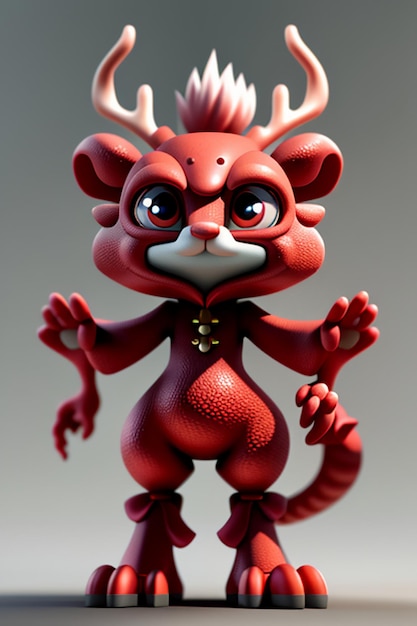 Мультфильм анимация китайский дракон ребенок антропоморфный 3D-рендеринг модель персонажа рисунок продукта