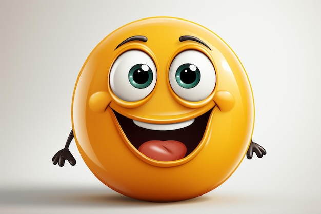 мультфильм с иллюстрацией Большого улыбающегося эмодзи в минималистском стиле на белом фоне