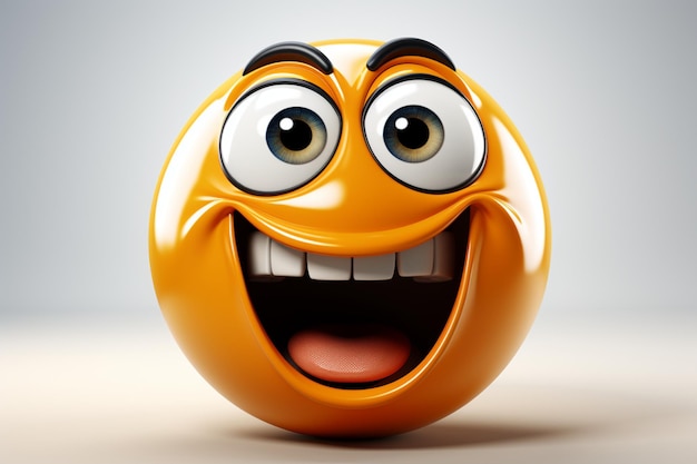 мультфильм с изображением счастливого сумасшедшего смайлика с выразительным лицом на белом фоне