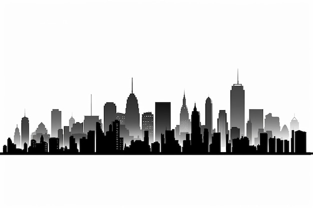 Foto illustrazione vettoriale della silhouette del paesaggio urbano su sfondo bianco