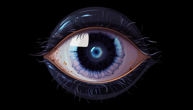 Фото Концептуальная векторная иллюстрация реалистичного человеческого глаза девушки с радужкой черепа 1