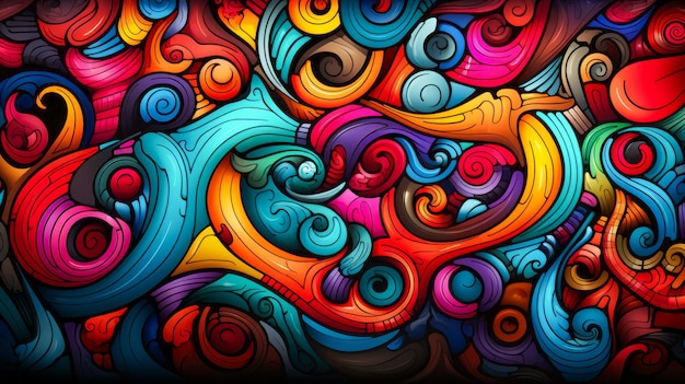 Photo colorful abstract background with lots of swirls and bubbles generative ai