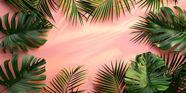 Фото Цветный фон с листьями тропических пальмовых деревьев яркий цветный фон с пространством для копирования ai generated