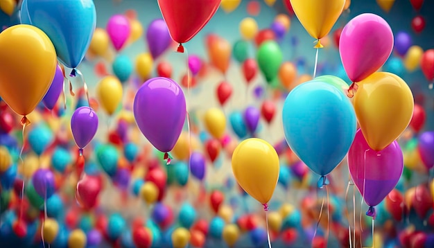 Фото Цветные воздушные шары в воздухе цветные воздушные шары на заднем плане цветные шары обои счастливый баннер