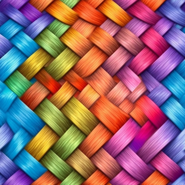 Photo a colorful pattern of braided yarn with the word rainbow on it.