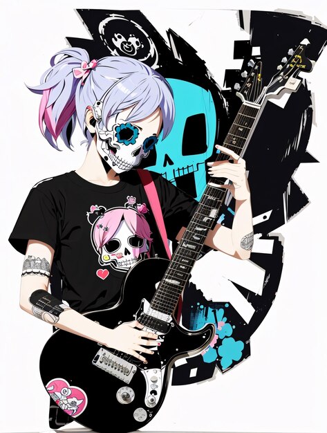 Photo colorful skull vector illustration for tshirt design