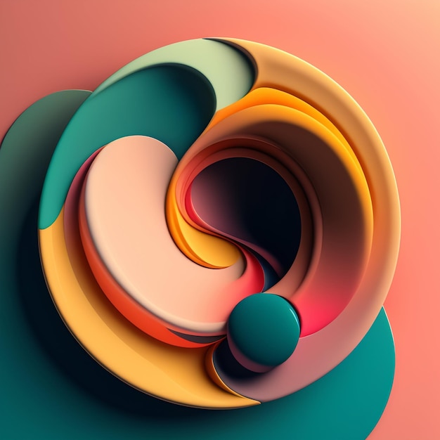 A colorful spiral with a circle in the middle.