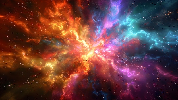 Foto cosmic fractal explosion un vivido rendering 3d di intricati modelli frattali che assomigliano a uno stupefacente