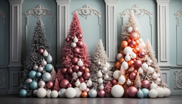 Фото Уютный зимний праздник с подарочной елкой и орнаментом, созданным искусственным интеллектом