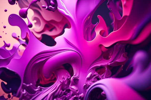 Крупный план фиолетового и розового абстрактного фона с завитками и кривыми Генеративный ИИ
