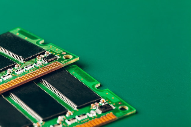 Close up of electronic circuit board with processor
