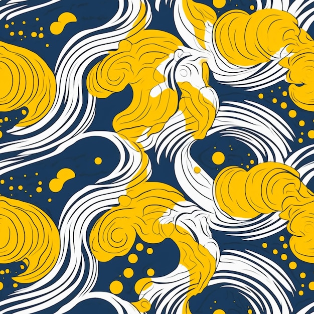 Photo a close up of a pattern of yellow and white fish generative ai