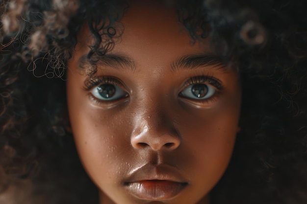 Photo close up portrait of a cute african american girl with afro hairstyle