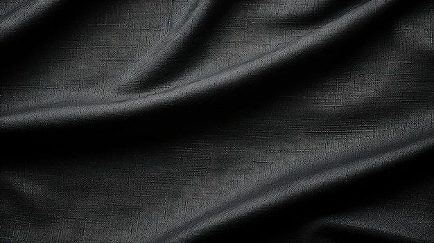 Photo closeup texture of natural weave cloth in dark gray or black color fabric texture of natural cotton