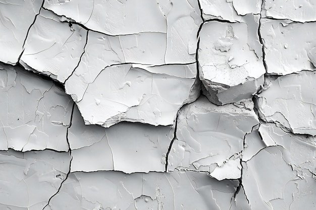 Photo cracked white paint on the surface of the wall abstract background