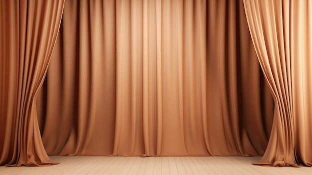 A curtain with a brown curtain that says " the word " on it.
