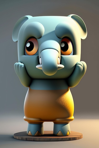 Милый мультяшный слоненок, антропоморфный 3D-рендеринг, модель персонажа, ручная фигурка, продукт Kawaii